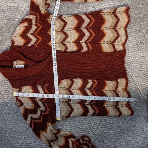 VINTAGE cardigan Italian Chevron knit wool blended Alpaca cardigan size L - Picture 9 of 9